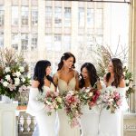 Cascading bouquets of bride and bridesmaids