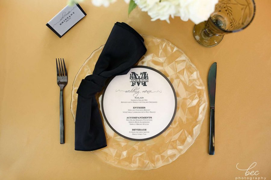 Classic Place Setting Rentals with clear Plates All About Events