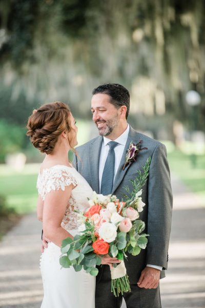 Curl Wink Blush bride and groom with Premier bride of the 904