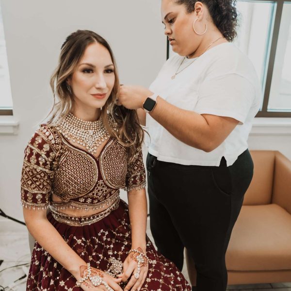 Curl Wink Blush at a fashion shoot for Premier Bride