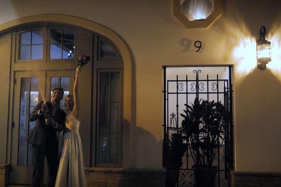 bride and groom popping bottles in St Augustine with EStory Video Premier Bride 904